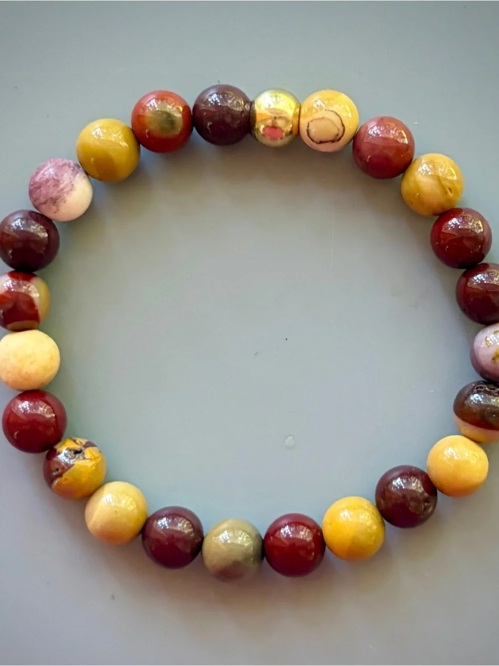 Natural Mookite Jasper Handcrafted Bead Bracelet